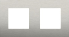 [NIK_250-76800] Plaque de recouvrement horizontale double, couleur Pure acier inoxydable sur blanc (Niko 250-76800)