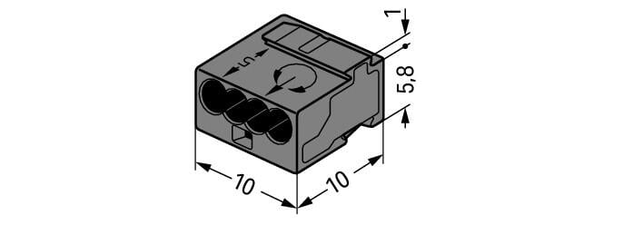 verbindingsklem 3 x 0.6-0.8mm Zwart per stuk