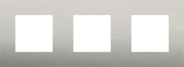 Drievoudige horizontale afdekplaat, kleur Pure stainless steel on white (Niko 250-76700)