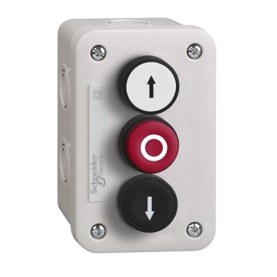 Boîte de bouton-poussoir XAL-E - 1NO blanc + 1NO noir + 1NC rouge