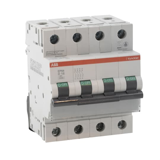Disjoncteur automatique 4 pôles 32A 6000A B (3-5 In) 230V/400V, 4 modules, contact à vis, EP60: 6kA, 25-35mm², IP20, verrouillage à cadenas, connexions plombables.