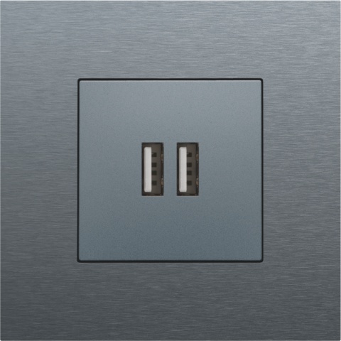 Afwerkingsset USB-lader, Alu Look Grey Steel, 220-68001