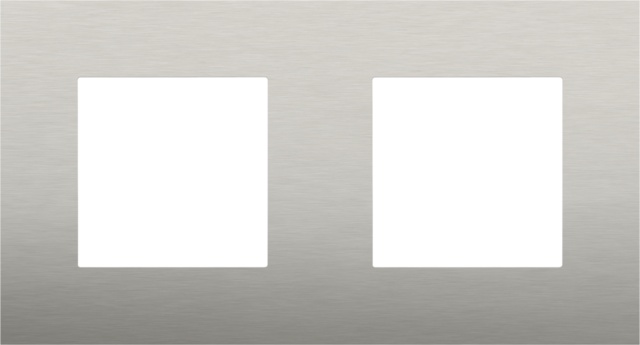 Plaque de recouvrement horizontale double, couleur Pure acier inoxydable sur anthracite (Niko 150-76800)