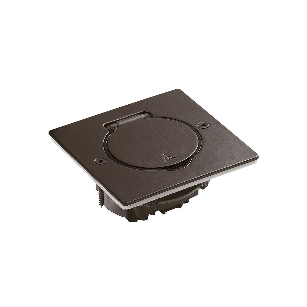 Boîte de sol 2 modules en acier brossé brun carré vide