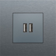 [NIK_220-68001] Afwerkingsset USB-lader, Alu Look Grey Steel, 220-68001
