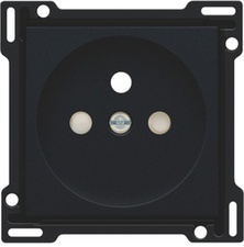 [NIK_161-66601] Afwerkingst  Zwart stopcontact inbouwdiepte 28,5mm 161-66601